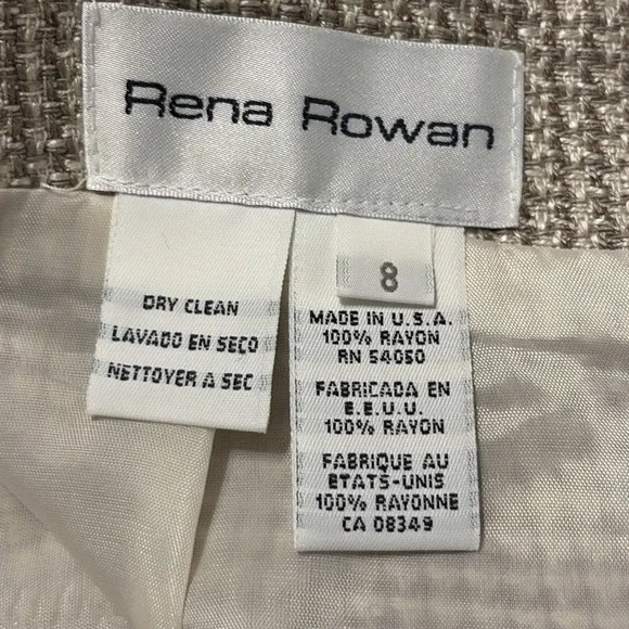Rena Rowan Textured Tweed Pencil Skirt Cream Midi Career Office Old Money Chic 8 - Picture 4 of 8